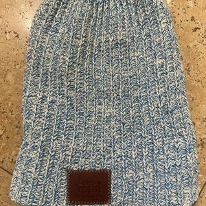 Love Your Melon Blue and White Knit Slouchy Beanie